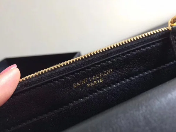 Replica YSL Fake Saint Laurent WOC Kate Tassel Chain Wallet In Black Calfskin 4