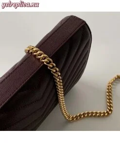 Replica YSL Fake Saint Laurent WOC Monogram Chain Wallet In Bordeaux Leather 2