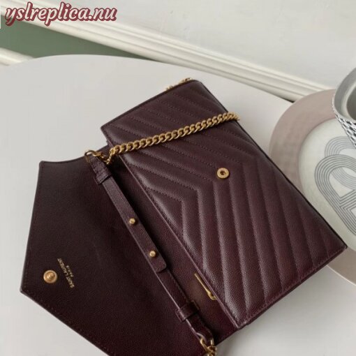 Replica YSL Fake Saint Laurent WOC Monogram Chain Wallet In Bordeaux Leather 3