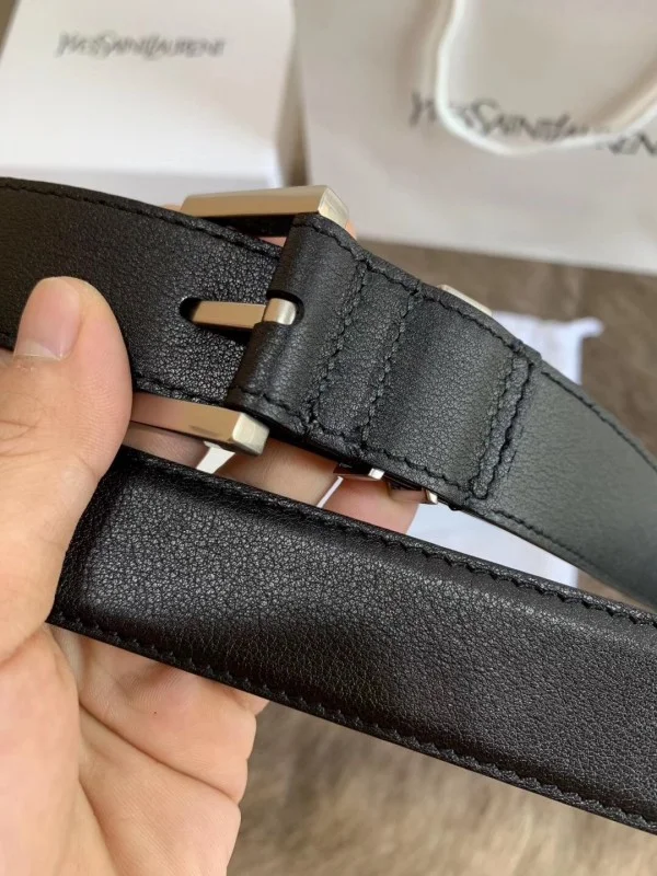 Replica YSL Fake Saint Laurent Monogramme Belt 30MM In Noir Calfskin 3