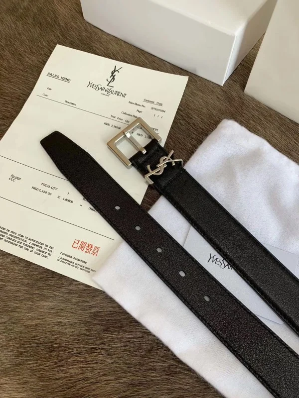 Replica YSL Fake Saint Laurent Monogramme Belt 30MM In Noir Calfskin 8