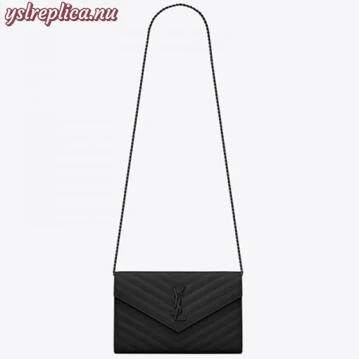 Replica YSL Fake Saint Laurent WOC Monogram Chain Wallet All Black