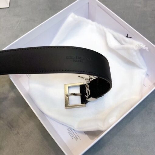 Replica YSL Fake Saint Laurent Monogramme Belt 30MM In Black Suede 4