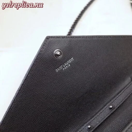 Replica YSL Fake Saint Laurent WOC Monogram Chain Wallet All Black 4