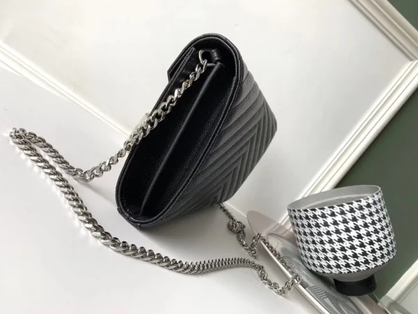 Replica YSL Fake Saint Laurent WOC Monogram Chain Wallet In Noir Leather 3