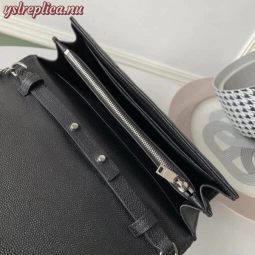 Replica YSL Fake Saint Laurent WOC Monogram Chain Wallet In Noir Leather 5