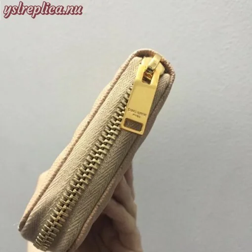 Replica YSL Fake Saint Laurent Monogram Zip Around Wallet In Powder Grained Leather 4