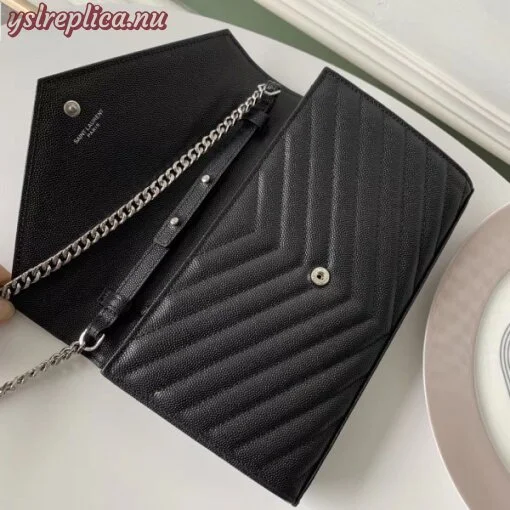Replica YSL Fake Saint Laurent WOC Monogram Chain Wallet In Noir Leather 7