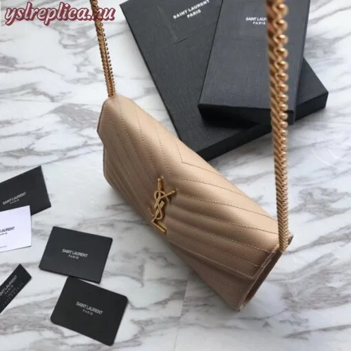 Replica YSL Fake Saint Laurent WOC Monogram Chain Wallet In Poudre Leather 2