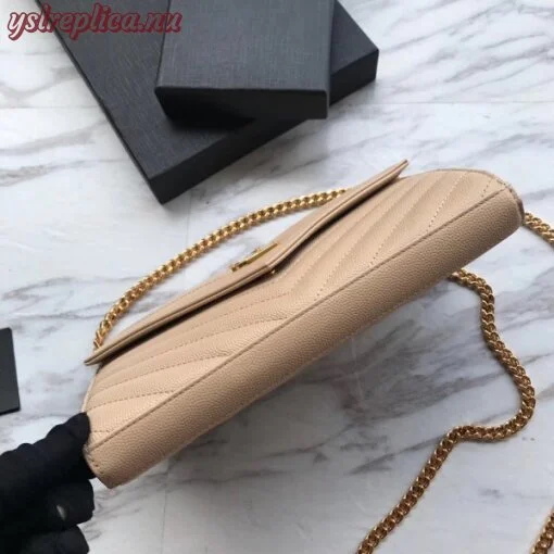 Replica YSL Fake Saint Laurent WOC Monogram Chain Wallet In Poudre Leather 5