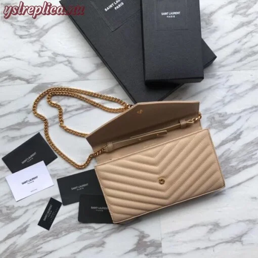 Replica YSL Fake Saint Laurent WOC Monogram Chain Wallet In Poudre Leather 6