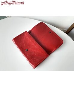 Replica YSL Fake Saint Laurent Niki Large Wallet In Red Crinkled Vintage Leather