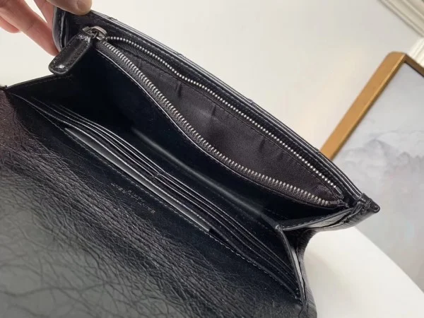 Replica YSL Fake Saint Laurent Niki Large Wallet In Black Crinkled Vintage Leather 7