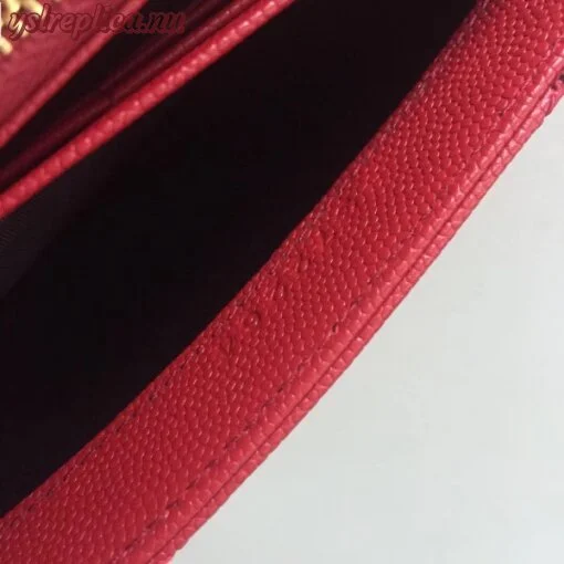 Replica YSL Fake Saint Laurent Large Monogram Flap Wallet In Red Grained Leather 3