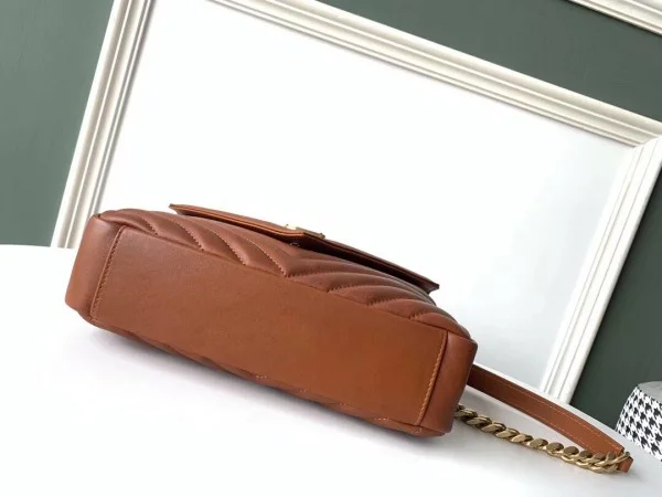 Replica YSL Fake Saint Laurent College Medium Bag In Brown Matelasse Leather 2