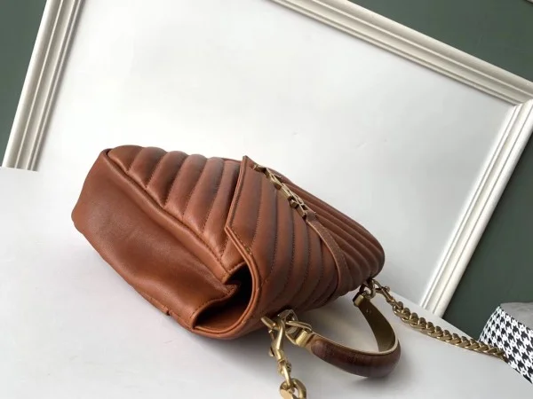 Replica YSL Fake Saint Laurent College Medium Bag In Brown Matelasse Leather 3