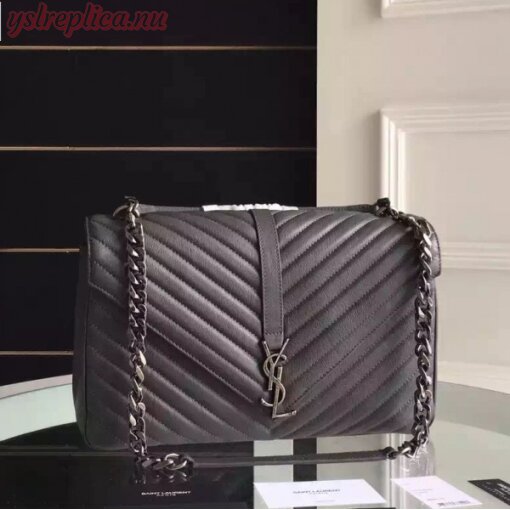 Replica YSL Fake Saint Laurent Large Grey College Shoulder Bag 3