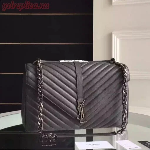 Replica YSL Fake Saint Laurent Large Grey College Shoulder Bag 3