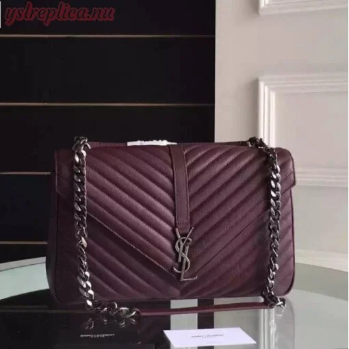 Replica YSL Fake Saint Laurent Large Bordeaux College Shoulder Bag 4