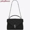 Replica YSL Fake Saint Laurent Medium College Bag In Black Goatskin Leather 10