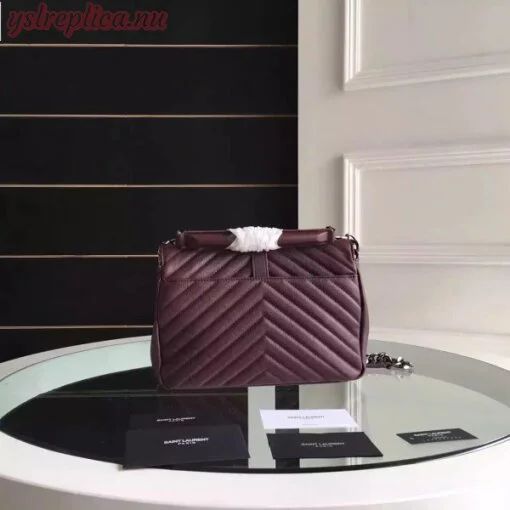 Replica YSL Fake Saint Laurent Medium College Bag In Bordeaux Goatskin Leather 2