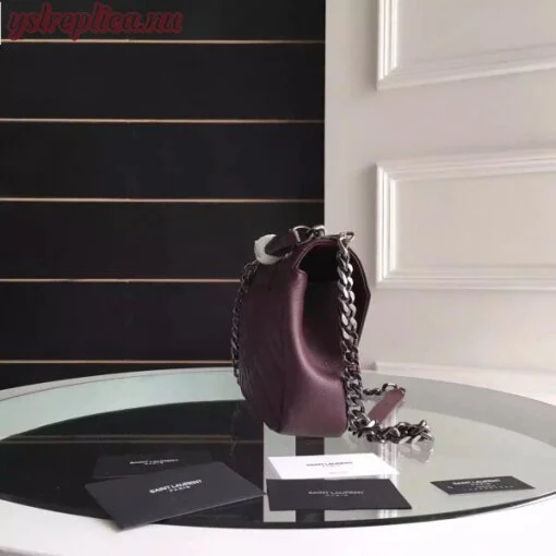 Replica YSL Fake Saint Laurent Medium College Bag In Bordeaux Goatskin Leather 3