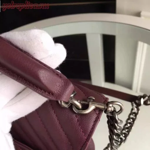 Replica YSL Fake Saint Laurent Medium College Bag In Bordeaux Goatskin Leather 5