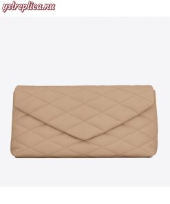 Replica YSL Fake Saint Laurent Sade Puffer Envelope Clutch In Beige Lambskin