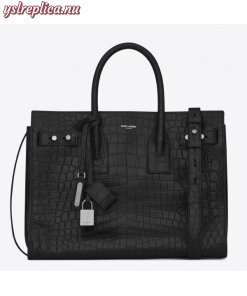 Replica YSL Fake Saint Laurent Small Sac de Jour Souple Bag In Black Crocodile Leather 2