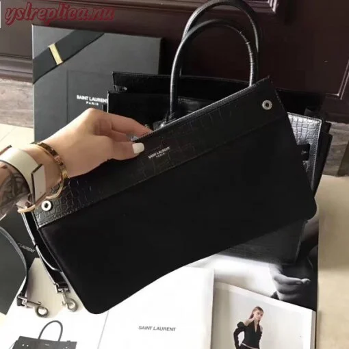 Replica YSL Fake Saint Laurent Small Sac de Jour Souple Bag In Black Crocodile Leather 6