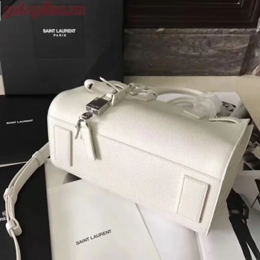 Replica YSL Fake Saint Laurent Baby Sac de Jour Souple Bag In White Grained Leather 3