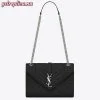 Replica YSL Fake Saint Laurent Medium Envelope Bag In Noir Grained Leather