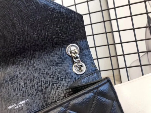 Replica YSL Fake Saint Laurent Medium Envelope Bag In Noir Grained Leather 2