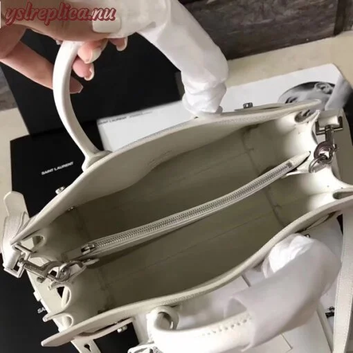 Replica YSL Fake Saint Laurent Baby Sac de Jour Souple Bag In White Grained Leather 7