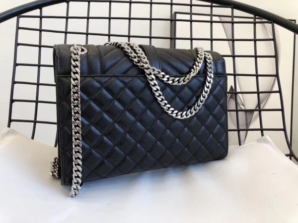Replica YSL Fake Saint Laurent Medium Envelope Bag In Noir Grained Leather 5