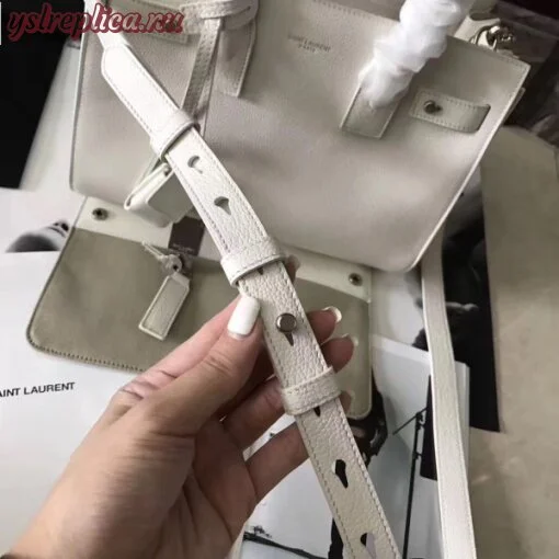 Replica YSL Fake Saint Laurent Baby Sac de Jour Souple Bag In White Grained Leather 8