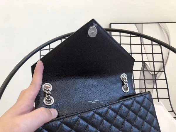Replica YSL Fake Saint Laurent Medium Envelope Bag In Noir Grained Leather 7