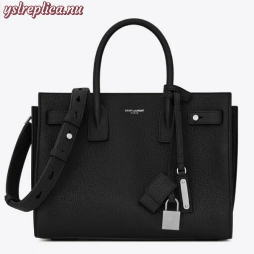 Replica YSL Fake Saint Laurent Baby Sac de Jour Souple Bag In Black Grained Leather