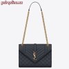 Replica YSL Fake Saint Laurent Medium Envelope Bag In Navy Blue Grained Leather