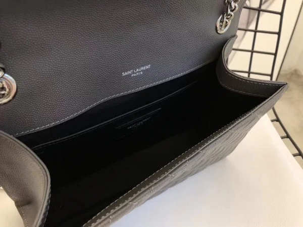 Replica YSL Fake Saint Laurent Medium Envelope Bag In Grey Grained Leather 3