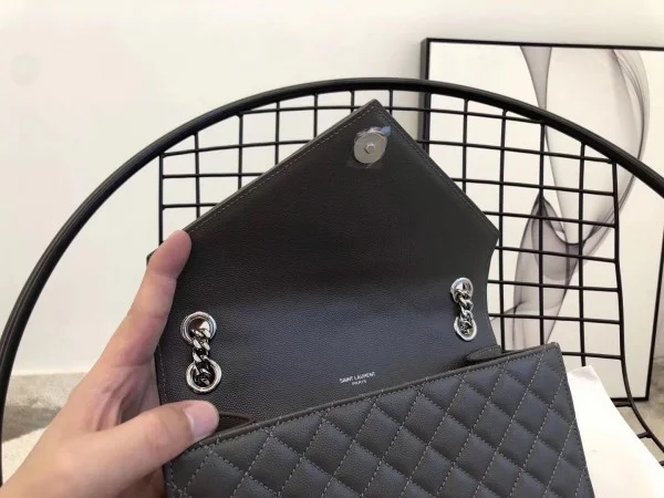 Replica YSL Fake Saint Laurent Medium Envelope Bag In Grey Grained Leather 4