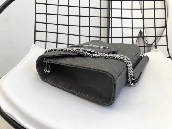 Replica YSL Fake Saint Laurent Medium Envelope Bag In Grey Grained Leather 5