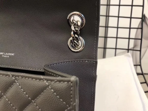 Replica YSL Fake Saint Laurent Medium Envelope Bag In Grey Grained Leather 6