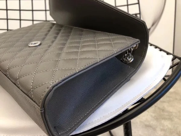 Replica YSL Fake Saint Laurent Medium Envelope Bag In Grey Grained Leather 10