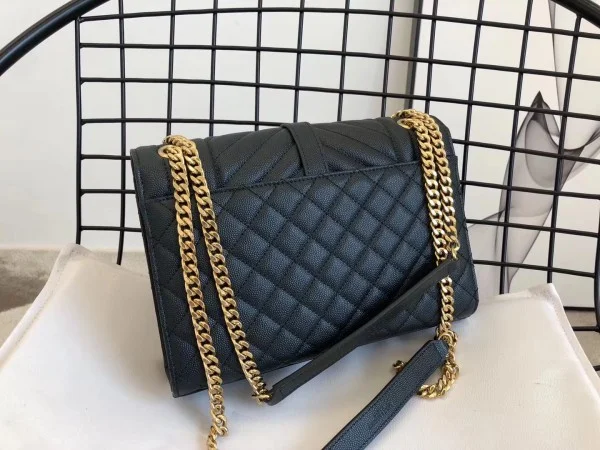 Replica YSL Fake Saint Laurent Medium Envelope Bag In Dark Green Grained Leather 2