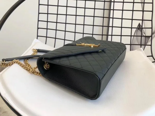 Replica YSL Fake Saint Laurent Medium Envelope Bag In Dark Green Grained Leather 4