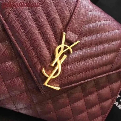 Replica YSL Fake Saint Laurent Medium Envelope Bag In Bordeaux Grained Leather 7