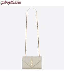 Replica YSL Fake Saint Laurent Small Envelope Bag In White Grained Leather