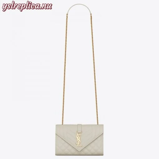 Replica YSL Fake Saint Laurent Small Envelope Bag In White Grained Leather