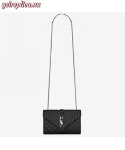 Replica YSL Fake Saint Laurent Small Envelope Bag In Noir Grained Leather